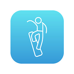 Image showing Man snowboarding line icon.