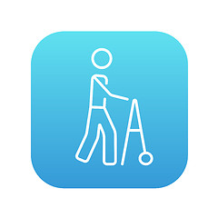 Image showing Man with walker line icon.