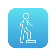 Image showing Man doing step exercise line icon.