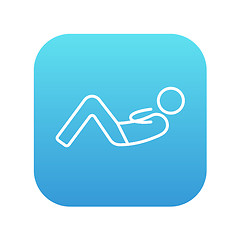 Image showing Man doing abdominal crunches line icon.