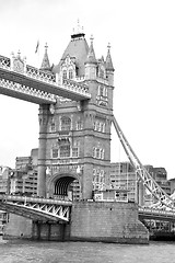 Image showing london tower in england old bridge and the cloudy sky