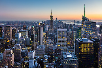 Image showing New York City Manhattan downtown skyline.