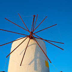 Image showing old mill in santorini greece europe  and the sky