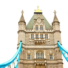 Image showing london tower in england old bridge and the cloudy sky