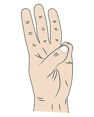 Image showing Hand with three fingers up