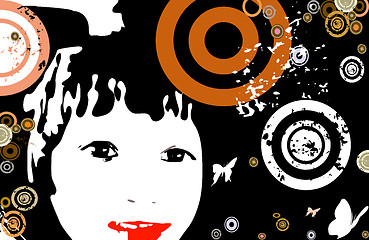Image showing girl with circles and flowers