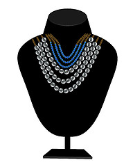 Image showing necklaces of pearls and blue stones