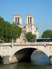 Image showing   Pont Notre Dame River Seine Notre Dame Cathedral Paris France 
