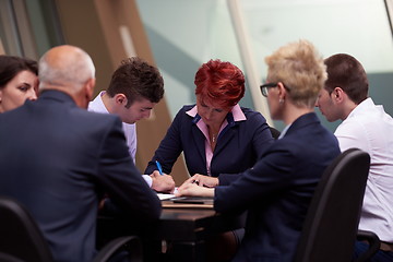 Image showing business people group sign contract