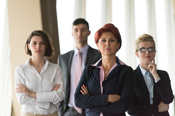 Image showing business people group, woman in front  as team leader