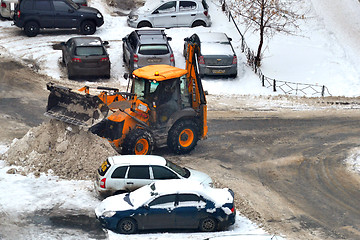 Image showing Cleaning of snow from city streets by means of special equipment