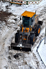 Image showing Cleaning of snow from city streets by means of special equipment