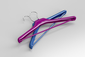 Image showing Purple and blue hangers