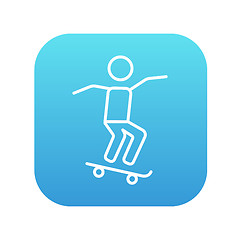 Image showing Man riding on skateboard  line icon.