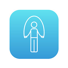 Image showing Man exercising with skipping rope line icon.