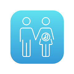 Image showing Husband with pregnant wife line icon.