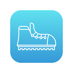 Image showing Hiking boot with crampons line icon.