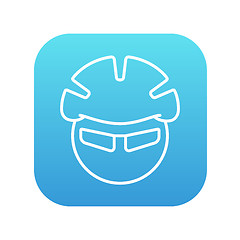 Image showing Man in bicycle helmet and glasses line icon.