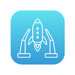 Image showing Space shuttle on take-off area line icon.