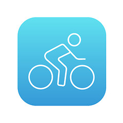 Image showing Man riding  bike line icon.