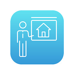 Image showing Real estate agent showing house line icon.