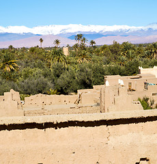 Image showing brown  tower  old  construction in  africa morocco and  clouds  