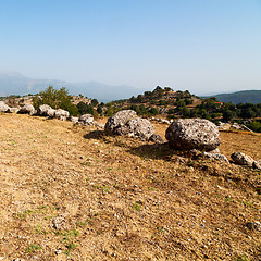 Image showing from the hill in asia turkey selge old architecture ruins and na