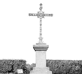 Image showing grass   abstract sacred  cross in italy europe and the sky backg