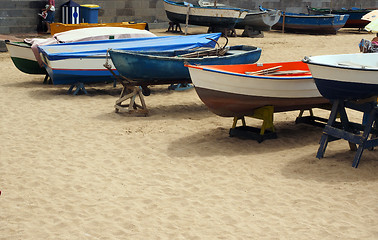 Image showing local fishing boats  beach Playa de las Canteras Grand Canary Is