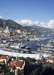 Image showing panoramic harbor view Monte Carlo Monaco Europe  yachts sailboat