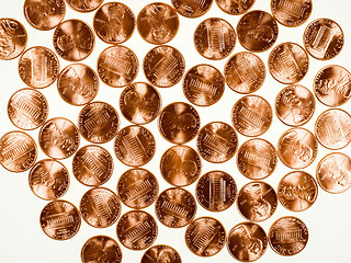 Image showing Retro look Dollar coins 1 cent wheat penny cent