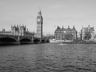 Image showing Black and white Houses of Parliament in London