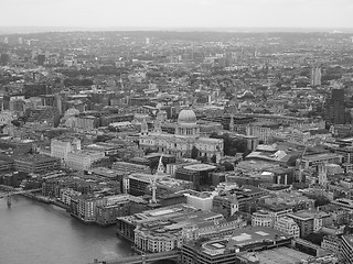 Image showing Black and white Aerial view of London