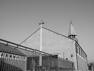 Image showing Black and white Cavagnolo parish church