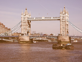 Image showing Retro looking Tower Bridge in London