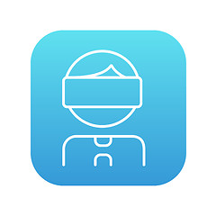 Image showing Man wearing virtual reality headset line icon.