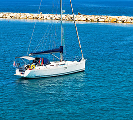 Image showing froth and foam greece from the boat  islands in mediterranean se