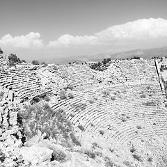 Image showing from the hill in asia turkey selge old architecture ruins and na