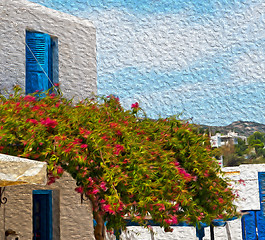 Image showing flower   in the isle of greece antorini europe old house and whi