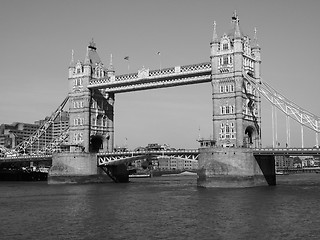 Image showing Black and white Tower Bridge in London