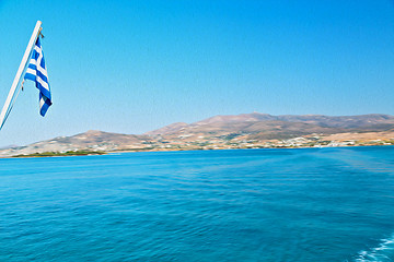 Image showing froth and foam greece from the boat  islands in mediterranean se