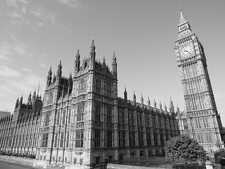 Image showing Black and white Houses of Parliament in London