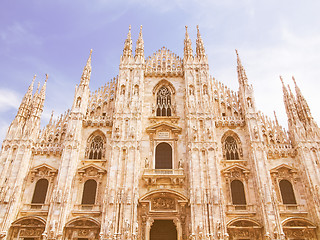 Image showing Retro looking Milan cathedral