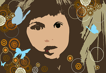 Image showing girl with circles and butterflies