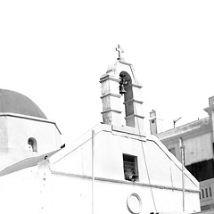 Image showing  mykonos old   architecture    white background  cross  in santo