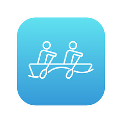 Image showing Tourists sitting in boat line icon.
