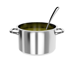 Image showing Cooking pot and ladle 