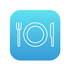 Image showing Plate with cutlery line icon.