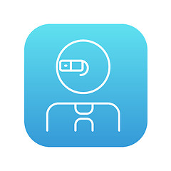 Image showing Man in augmented reality glasses line icon.