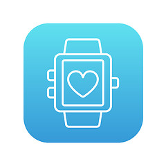 Image showing Smartwatch with heart sign line icon.